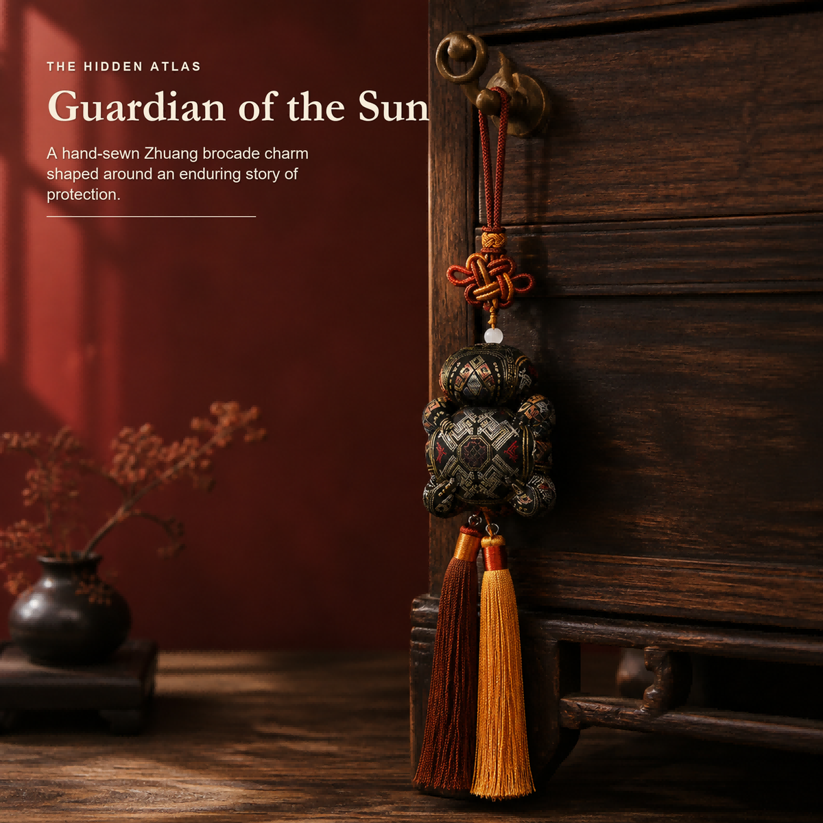 Zhuang Brocade Guardian Charm  Hand‑Sewn Ethnic Protection Hanging Tassel Ornament