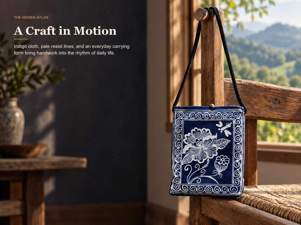 Handmade Indigo Batik Crossbody Bag