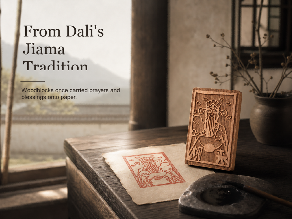 Dali Jiama Woodblock Print — The Paper Horse of the Bai People