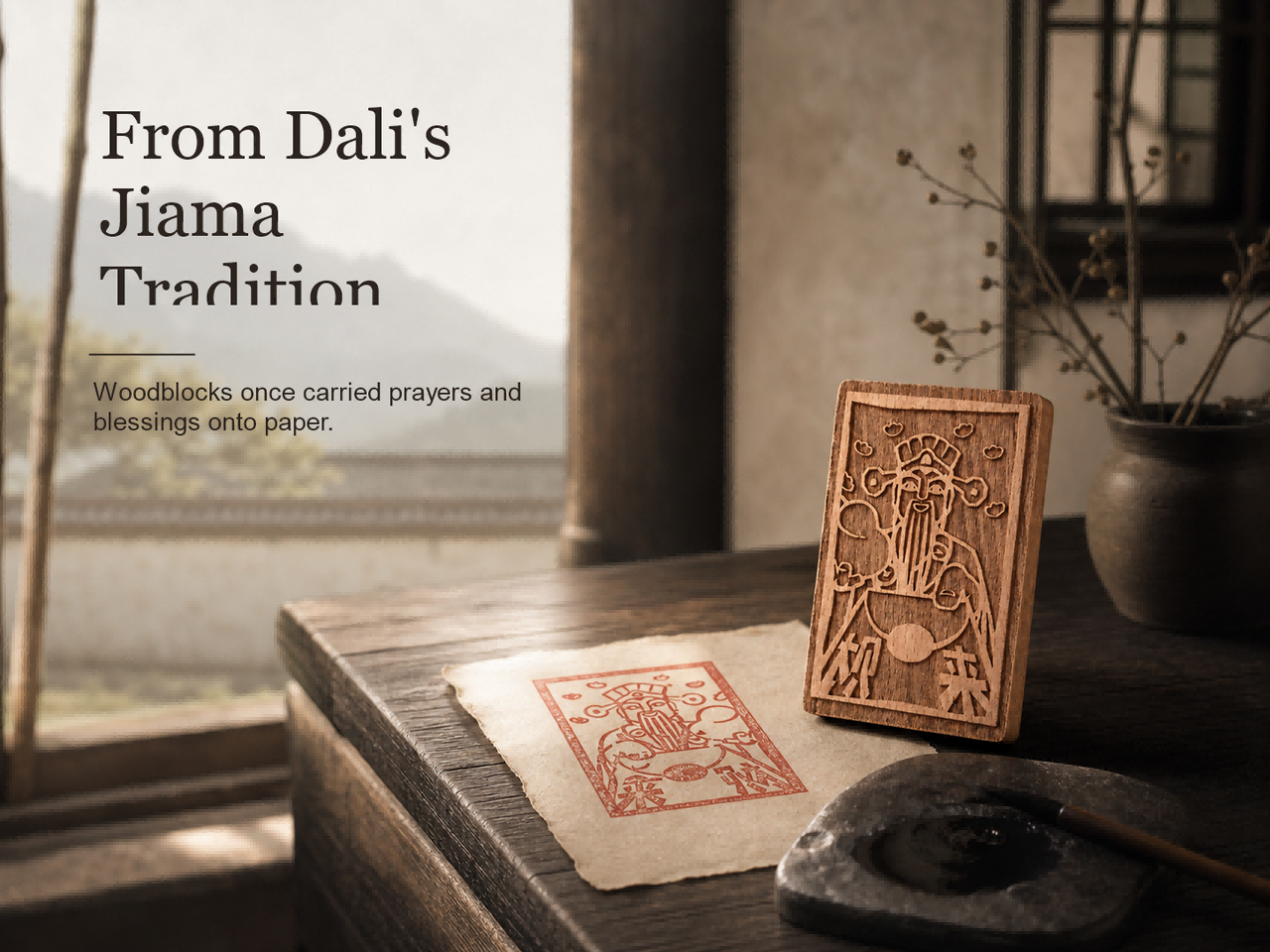 Dali Jiama Woodblock Print — The Paper Horse of the Bai People