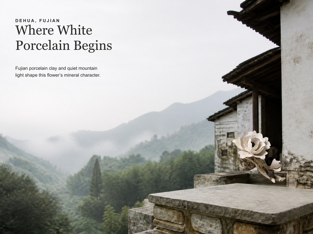 Frost-Borne Peony A Dehua White-Porcelain Incense Flower