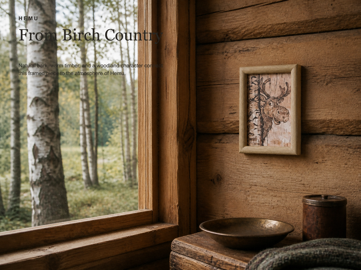 Hemu Handmade Birch‑Bark Picture  Natural Wood Texture Wall Art