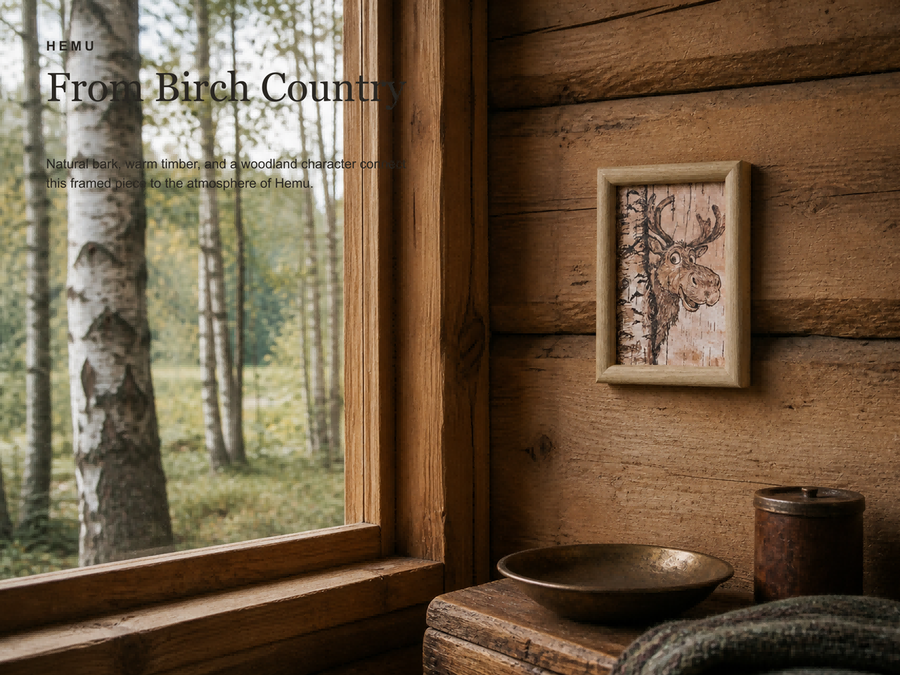 Hemu Handmade Birch‑Bark Picture  Natural Wood Texture Wall Art