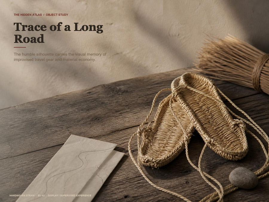 Red Army Style Handwoven Straw Display Sandals  Traditional Chinese Woven Folk Craft