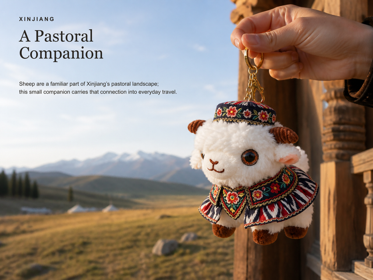 Xinjiang DIY Lamb Plush | Embroidered Ethnic Lamb Keychain Bag Charm