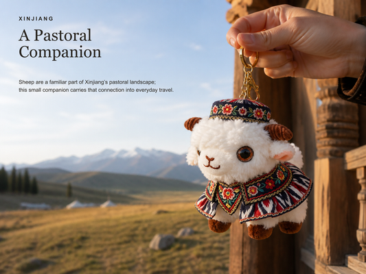 Xinjiang DIY Lamb Plush | Embroidered Ethnic Lamb Keychain Bag Charm