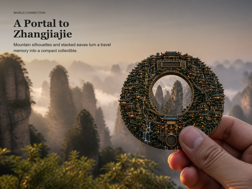 Zhangjiajie 72 Wonder Tower Relief Magnet | Chinese Mountain Scenery Travel Keepsake