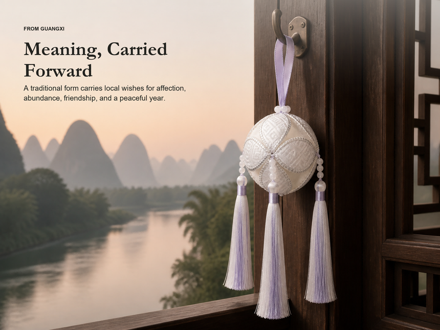 Zhuang Brocade Blessing Ball  Traditional Chinese Embroidered Tassel Hanging Ornament