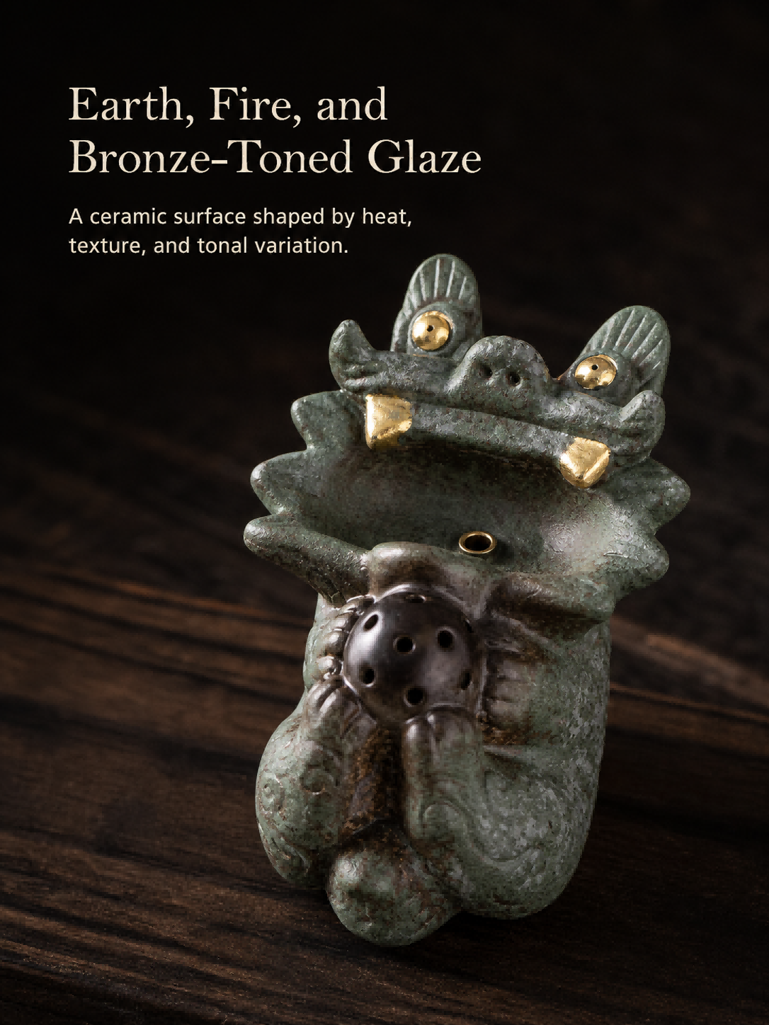 Bronze-Glazed Wamao Incense Holder