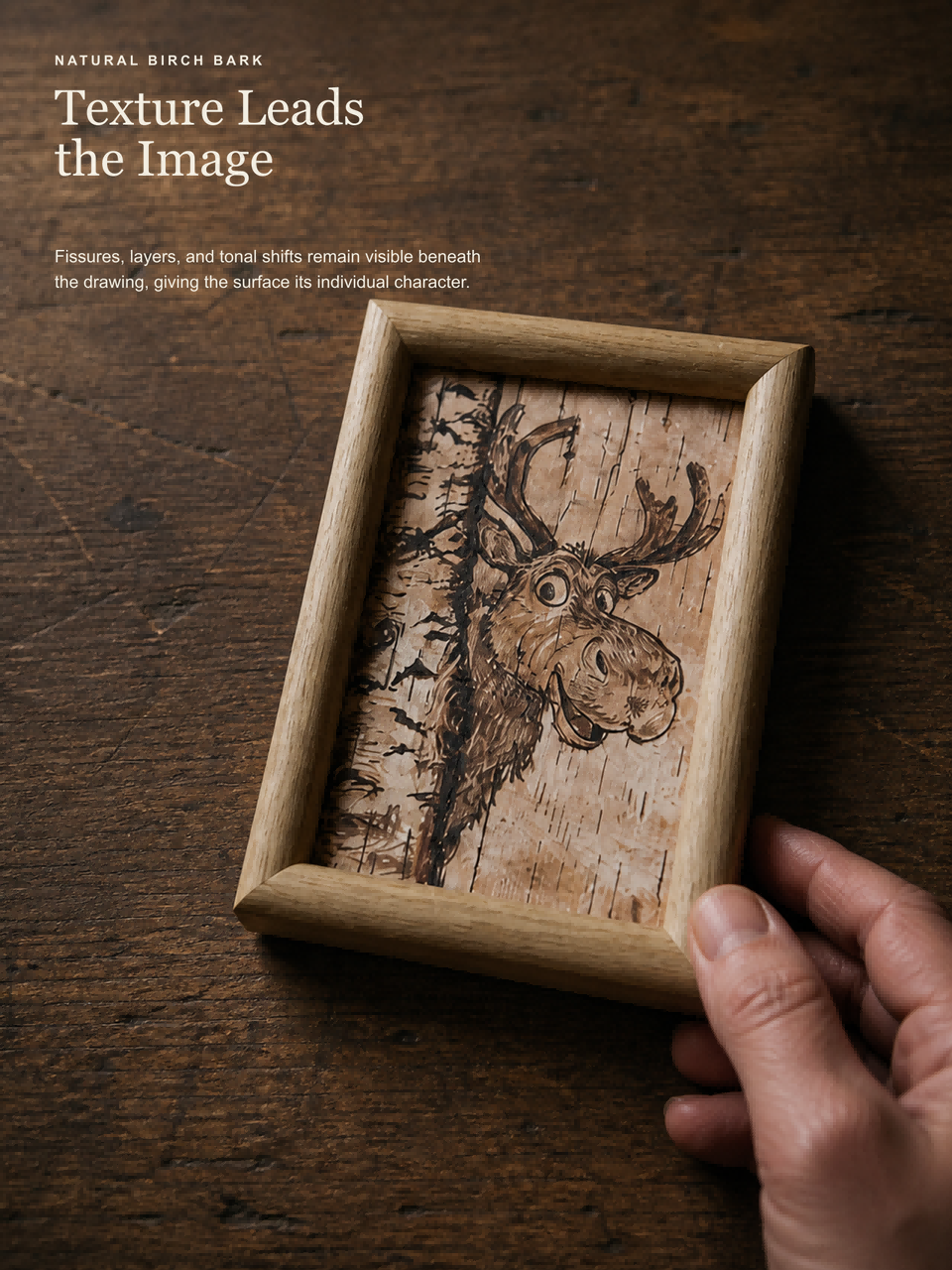 Hemu Handmade Birch‑Bark Picture  Natural Wood Texture Wall Art