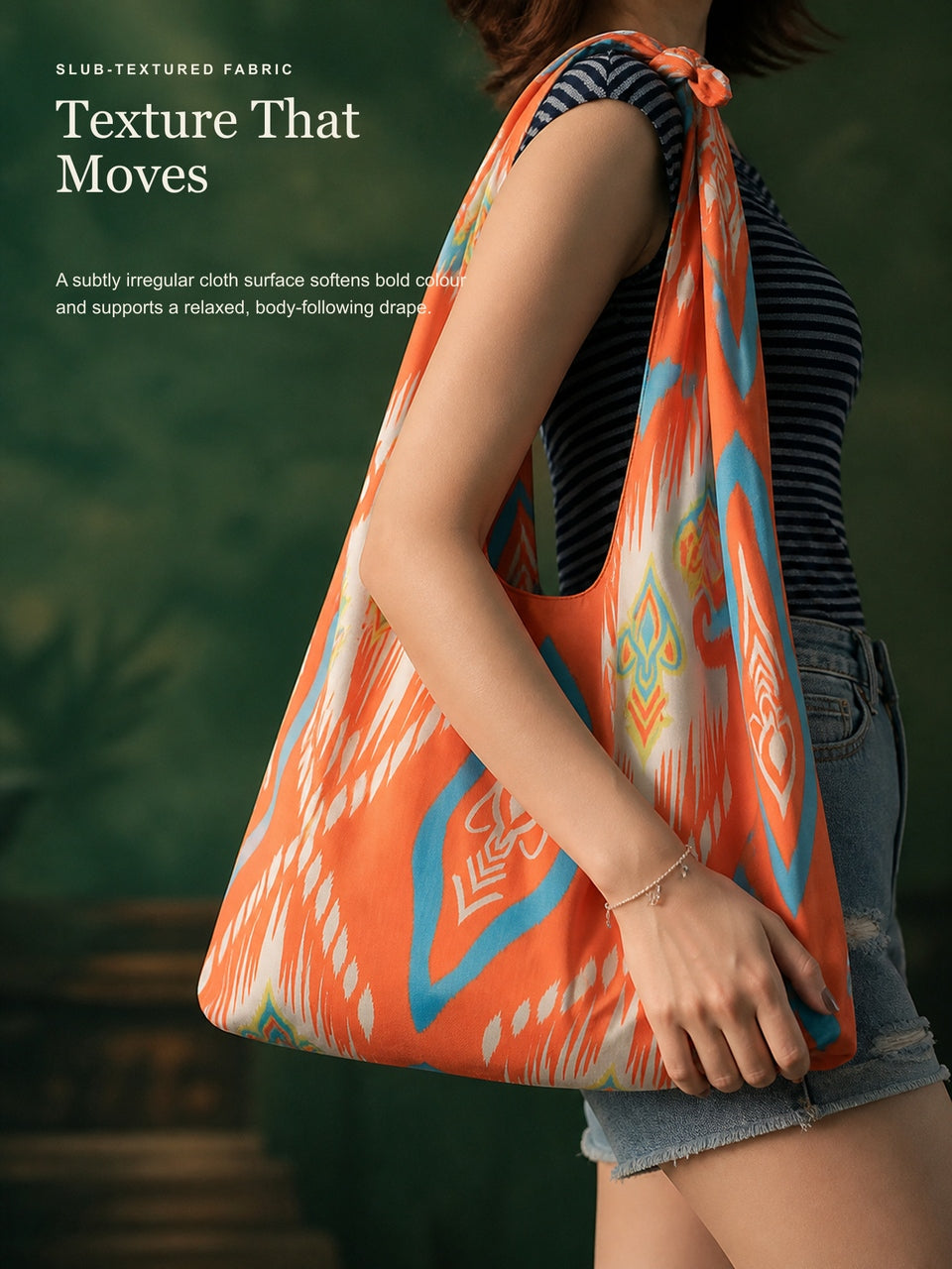Tie-Handle Adras Bag | Lightweight Boho Ikat Tote For Commute & Day Trips