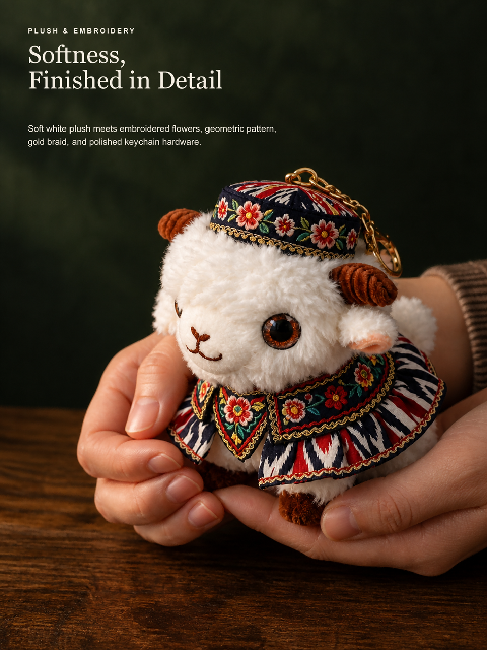 Xinjiang DIY Lamb Plush | Embroidered Ethnic Lamb Keychain Bag Charm