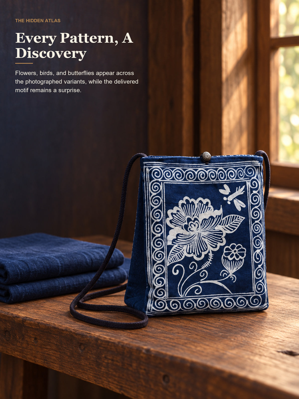 Handmade Indigo Batik Crossbody Bag
