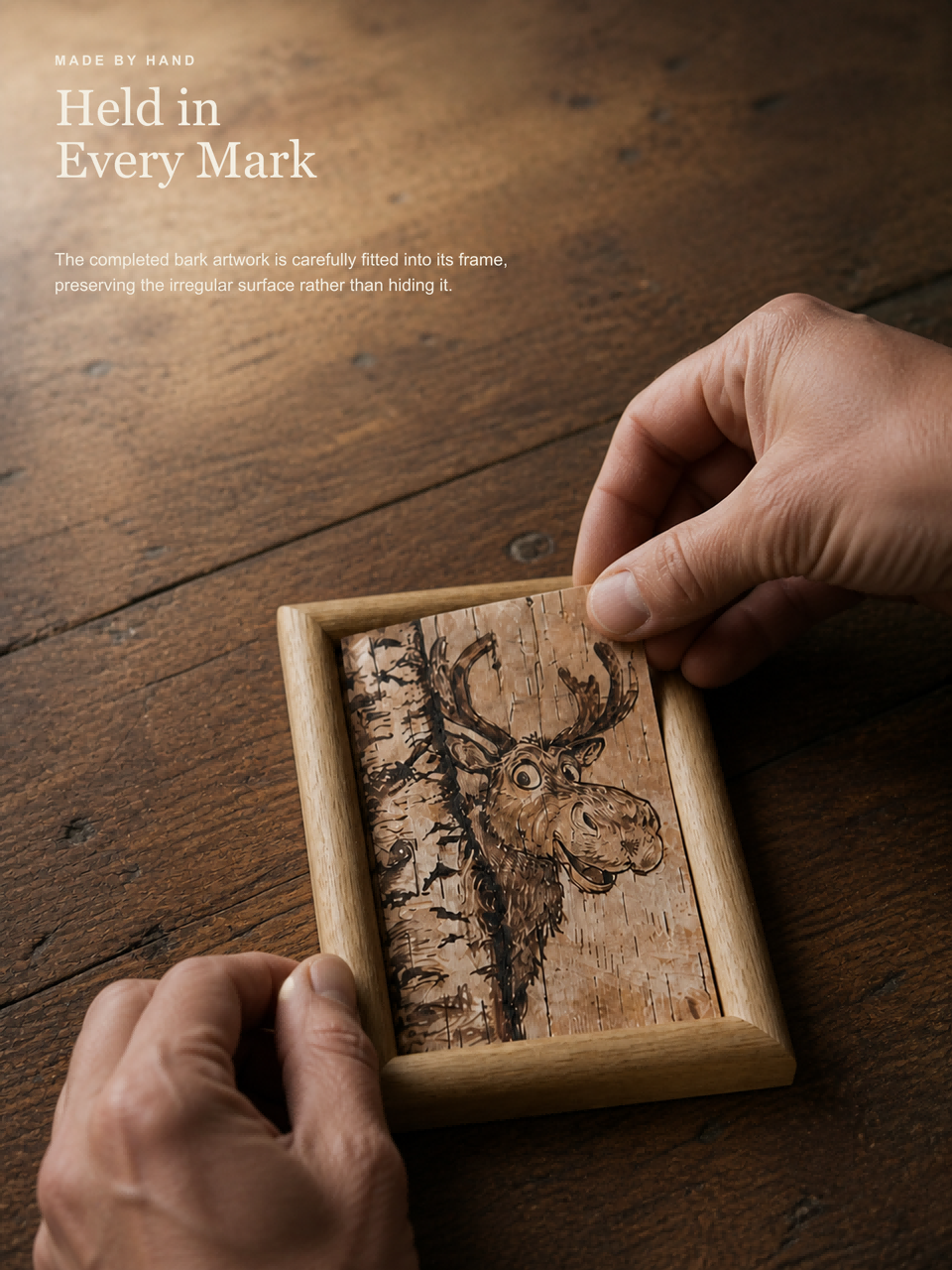 Hemu Handmade Birch‑Bark Picture  Natural Wood Texture Wall Art