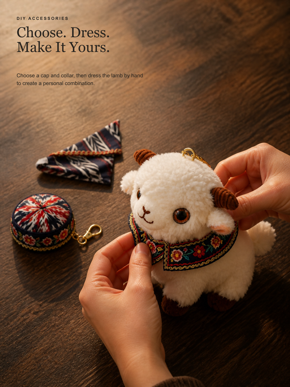 Xinjiang DIY Lamb Plush | Embroidered Ethnic Lamb Keychain Bag Charm