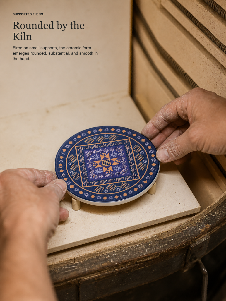 Zhuang Brocade Ceramic Coaster | Eight‑Point Star Ethnic Pattern Drink Coaster