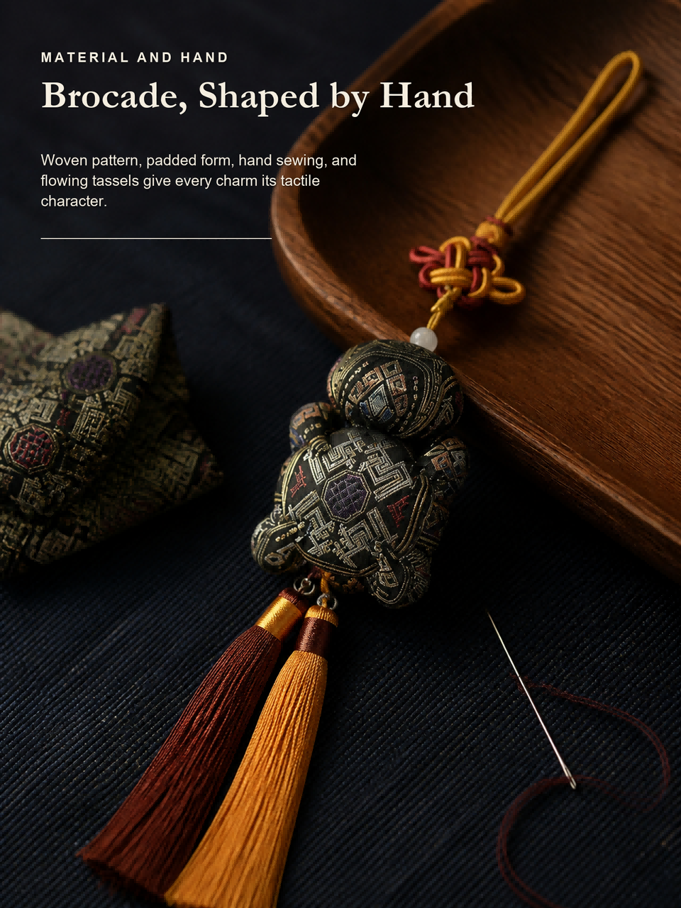 Zhuang Brocade Guardian Charm  Hand‑Sewn Ethnic Protection Hanging Tassel Ornament
