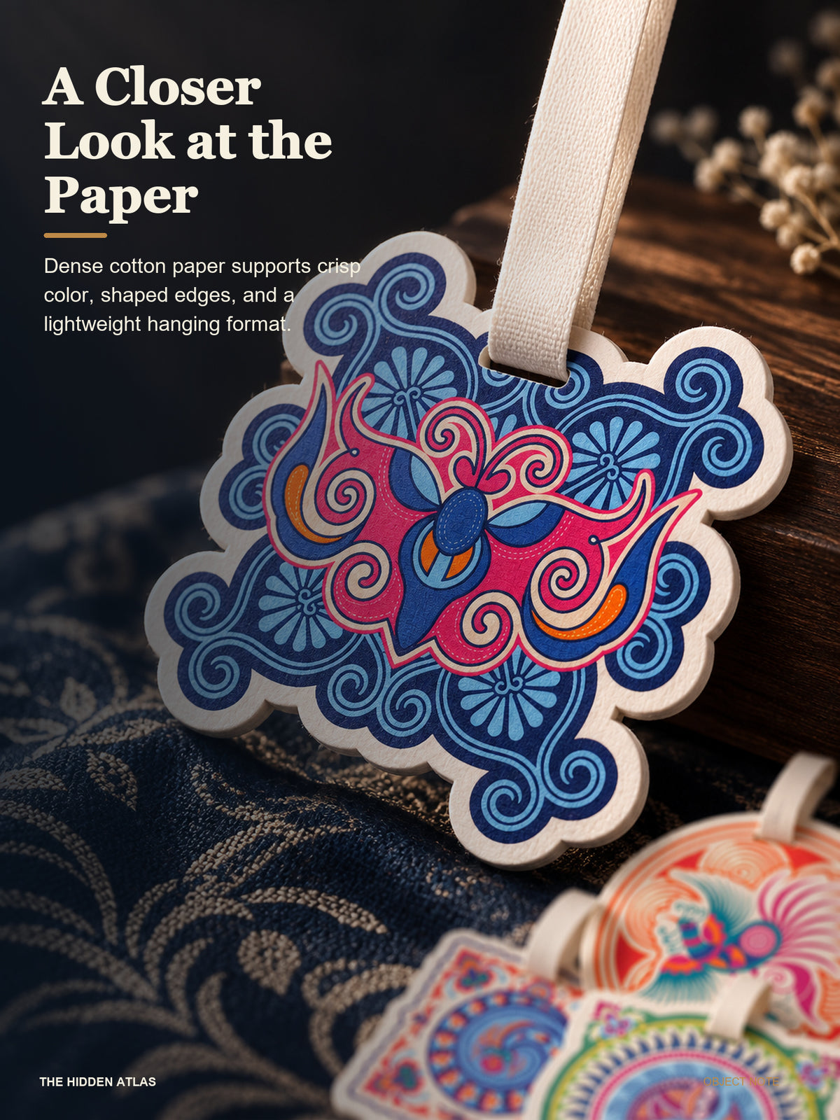 Miao-Pattern Blessing Scented Cards — Set of Four