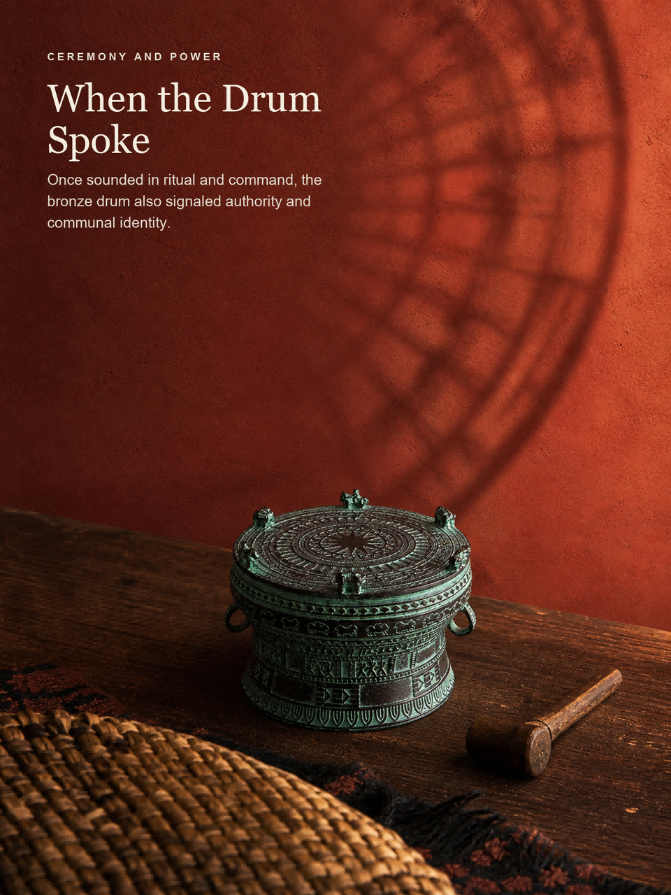 Guangxi Bronze Drum Ornament  Mini Traditional Chinese Ethnic Bronze Drum Collectible