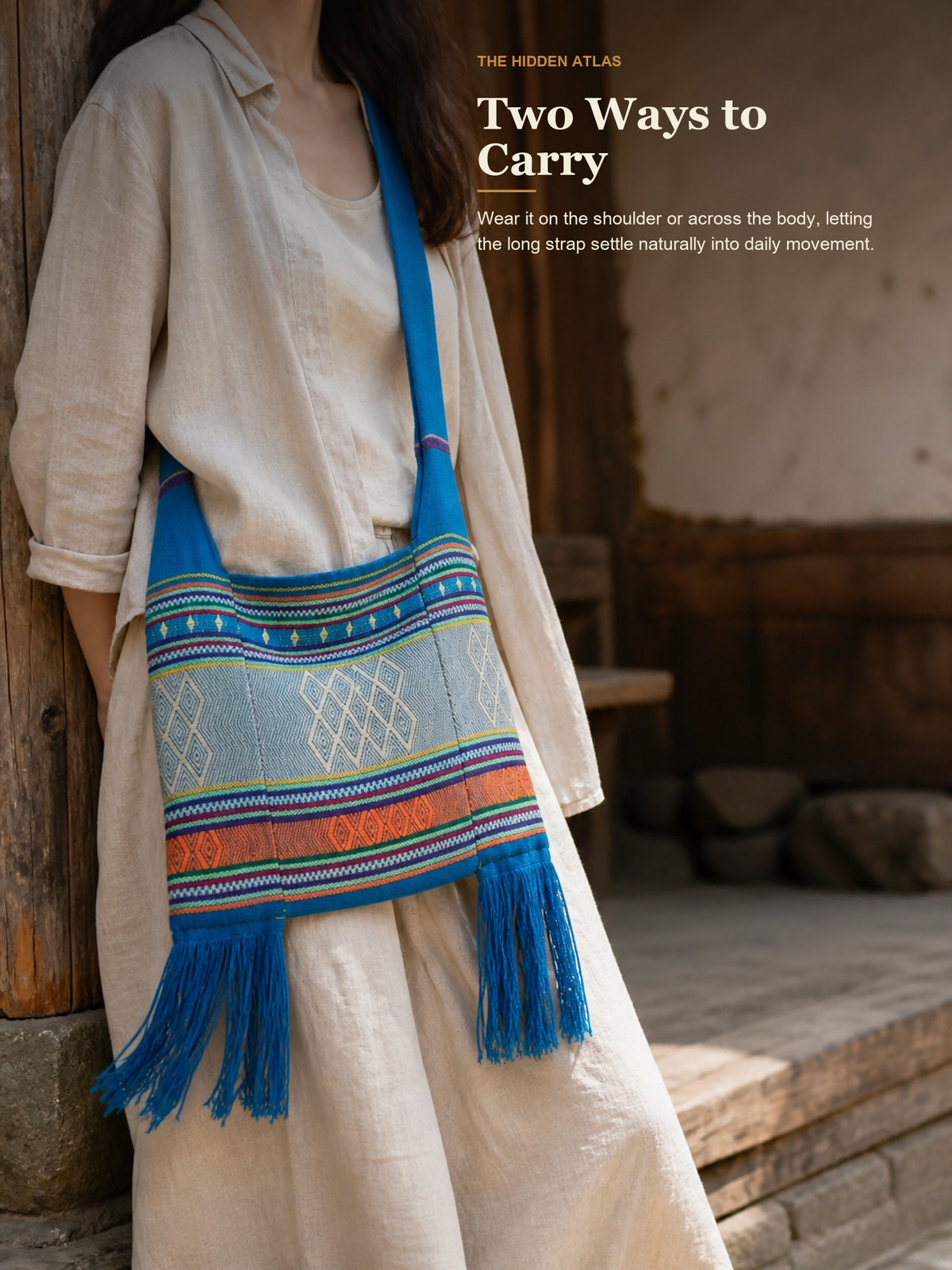 Wa Handwoven Shoulder Bag with Tassels