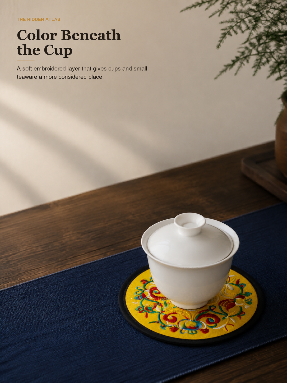 Yunnan Butterfly Bloom Embroidered Silk Coaster