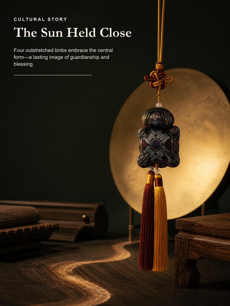 Zhuang Brocade Guardian Charm  Hand‑Sewn Ethnic Protection Hanging Tassel Ornament
