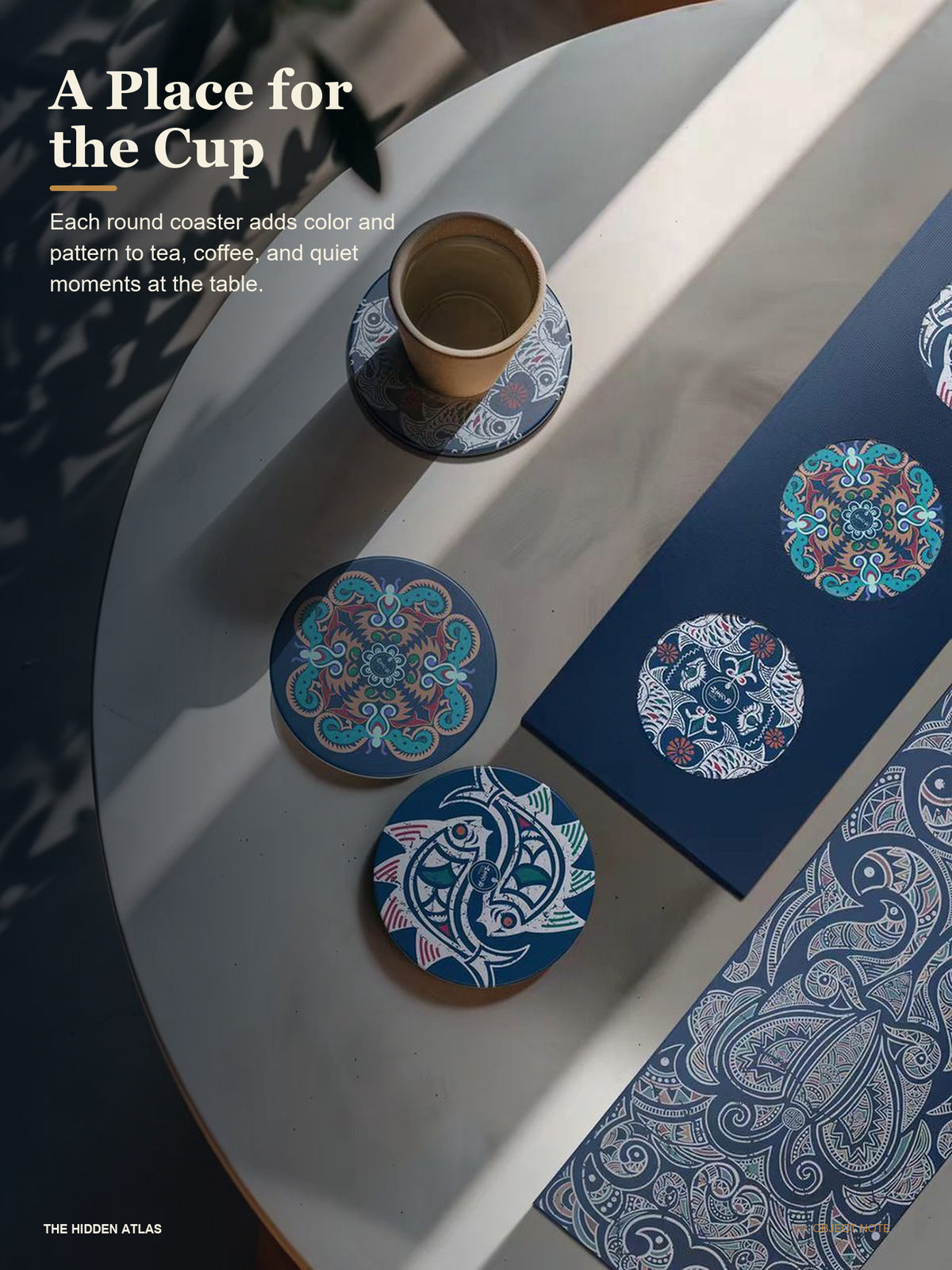 Miao Embroidery & Batik Pattern Ceramic Coaster Gift Set